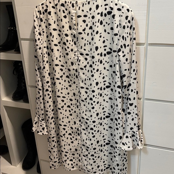 She + Sky Black and White Spotted Long Sleeve Dress Sz M - Picture 4 of 4